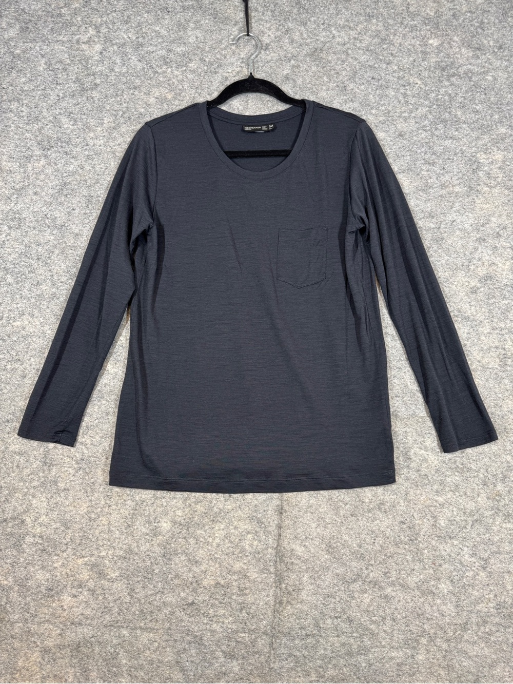 Icebreaker Merino Wool Long Sleeve Base Layer Tee Blue Medium Outdoor Hiking